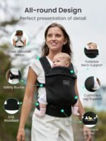 GROWNSY Baby Carrier Newborn to Toddler, Lightweight Ergonomic 7-44 lbs Newborn Carrier with Head Support, Easy to Wear Hands Free Infant Carrier for 0-36 Months, Black - Image 7