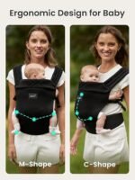GROWNSY Baby Carrier Newborn to Toddler, Lightweight Ergonomic 7-44 lbs Newborn Carrier with Head Support, Easy to Wear Hands Free Infant Carrier for 0-36 Months, Black - Image 9
